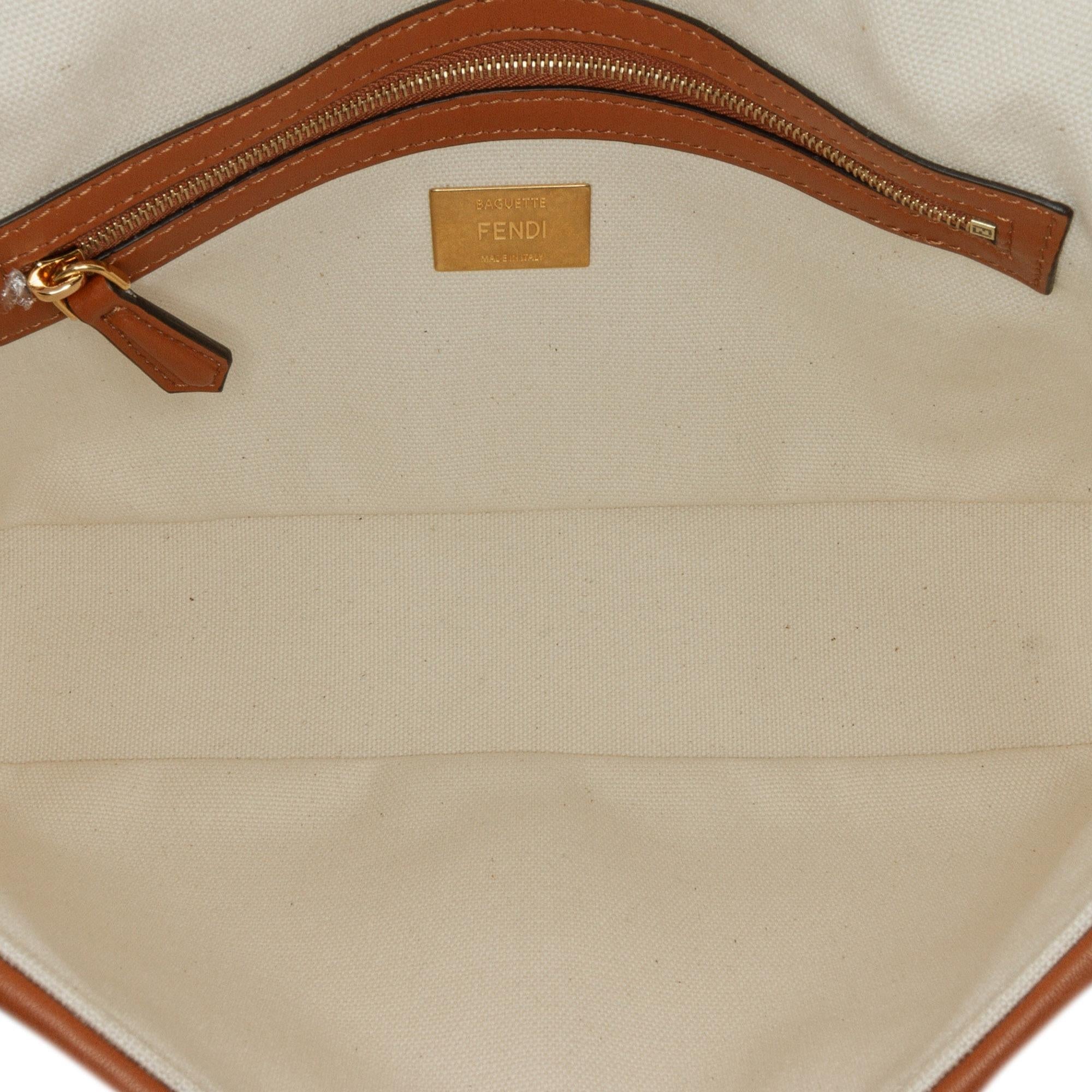 Fendi Medium Embroidered Canvas Baguette (SHG-fN5sXf)