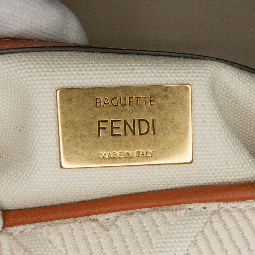 Fendi Medium Embroidered Canvas Baguette (SHG-fN5sXf)