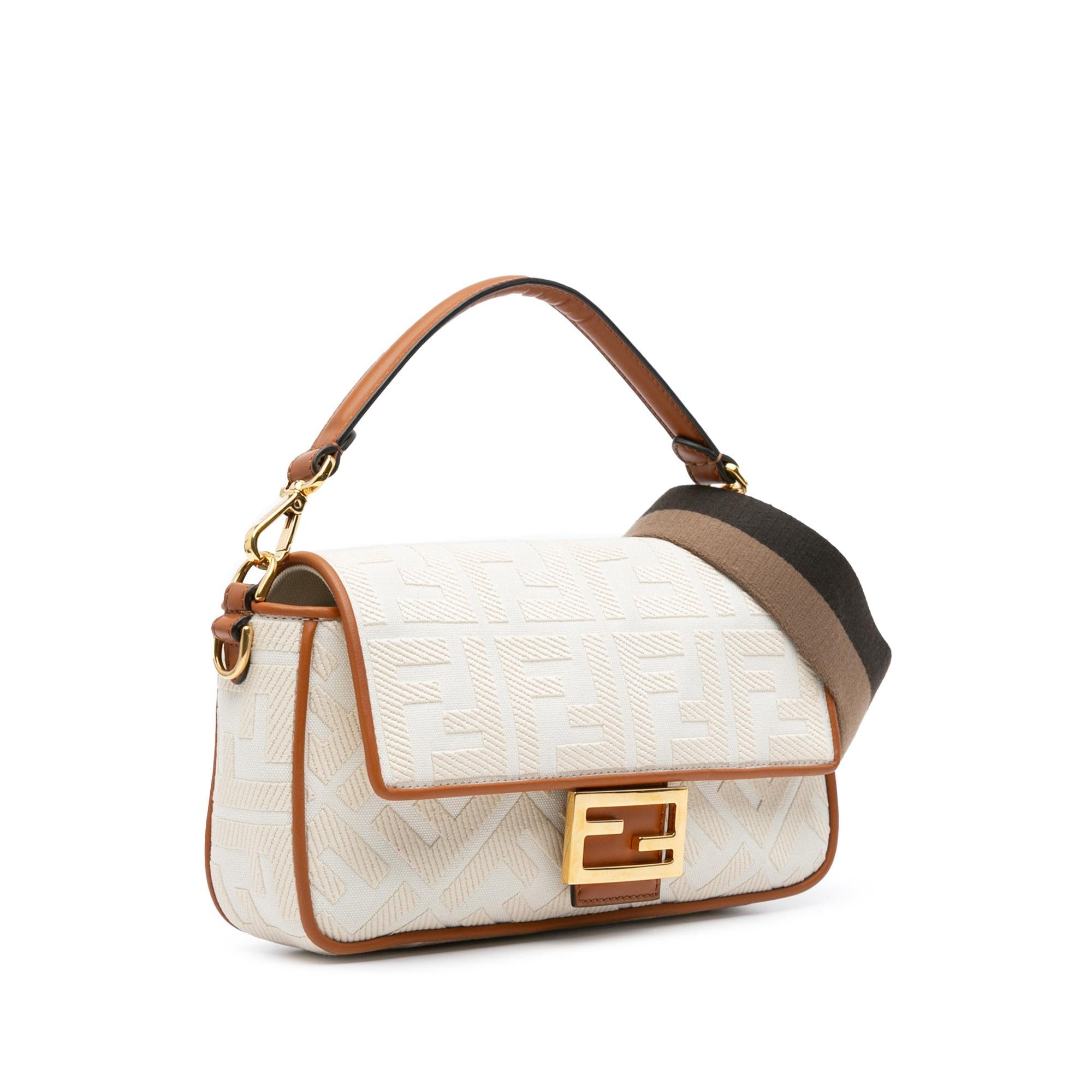 Fendi Medium Embroidered Canvas Baguette (SHG-fN5sXf)