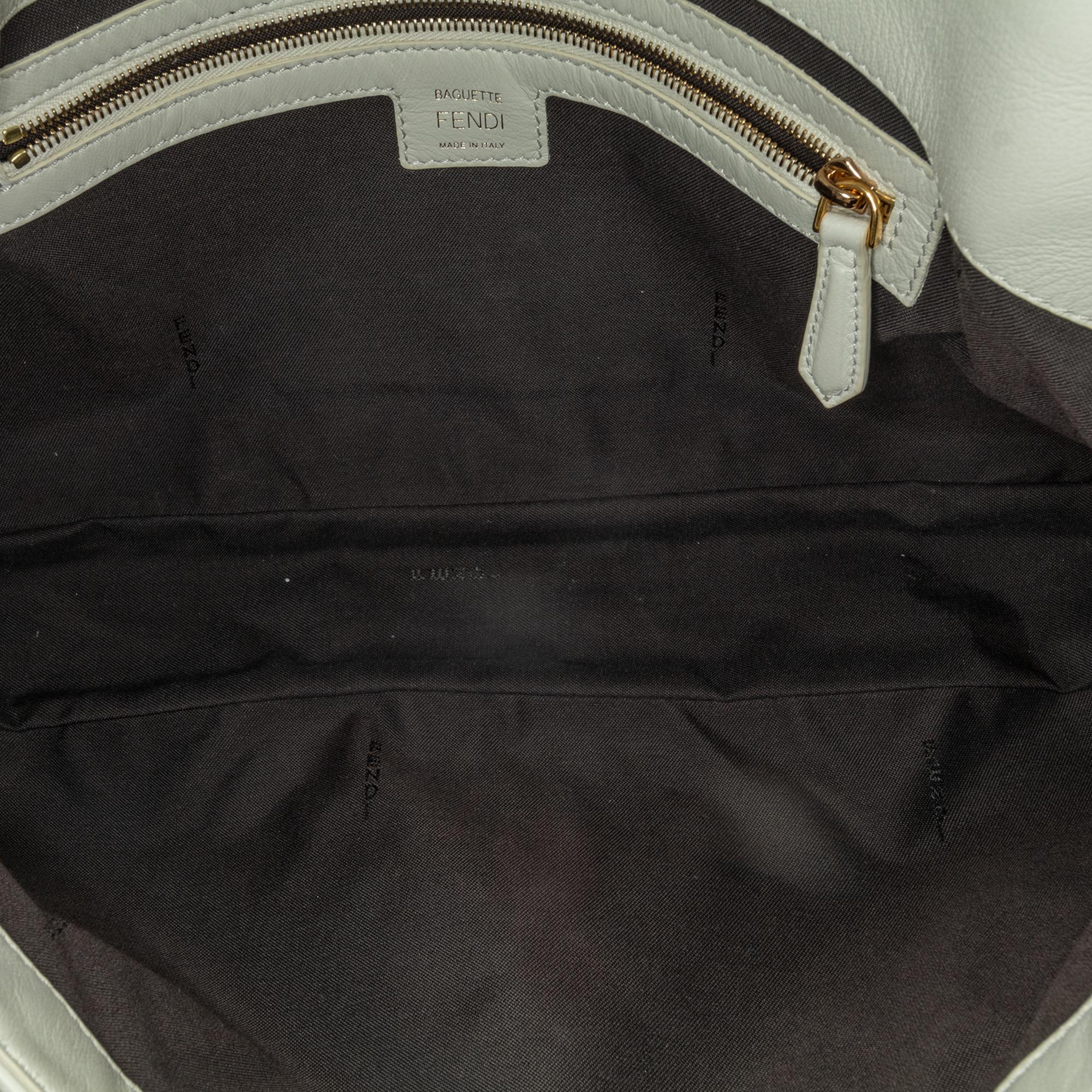 Fendi Medium Leather Embossed FF Baguette Satchel (SHG-agyb4y)