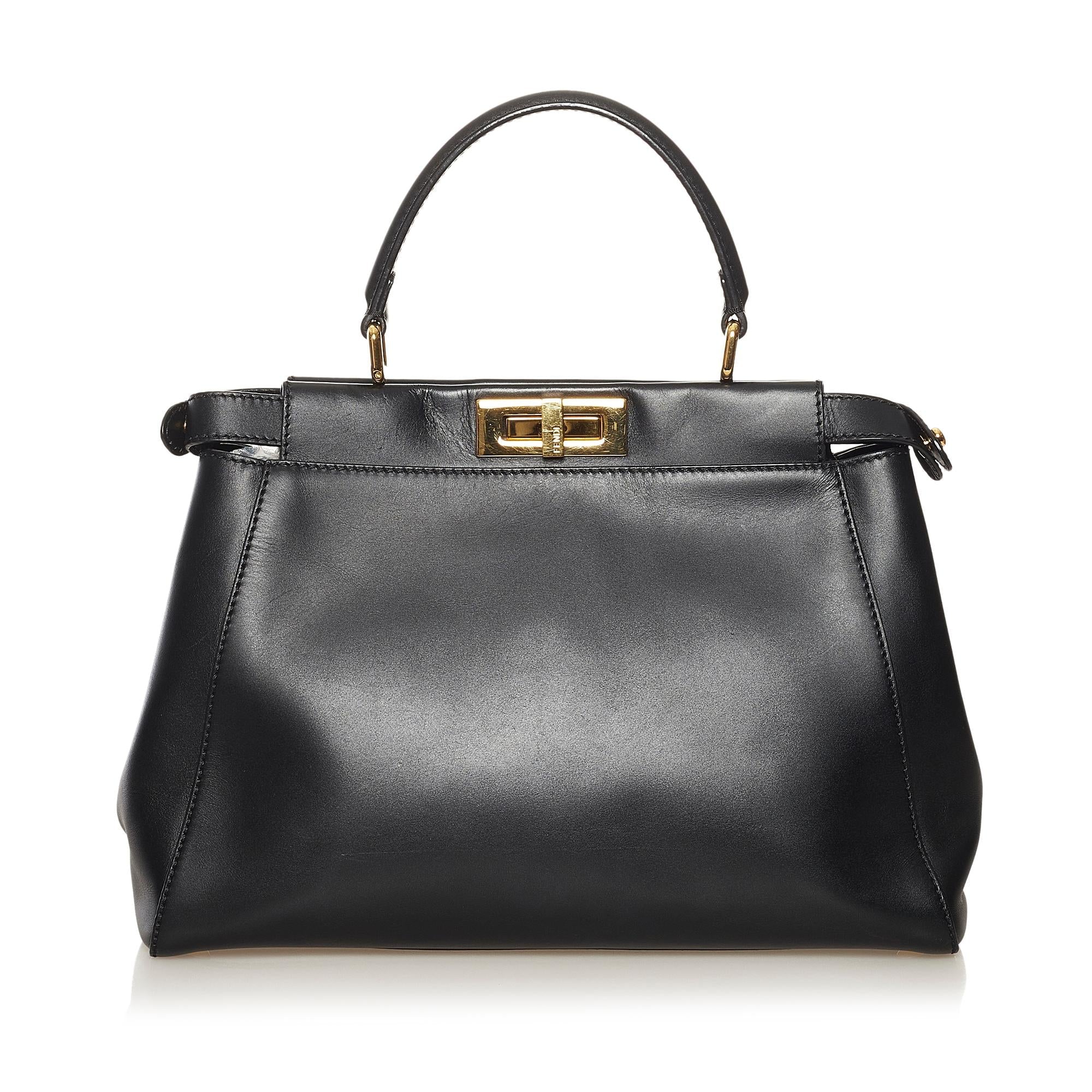 Fendi Medium Peekaboo Leather Satchel (SHG-34345)