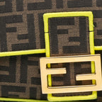 Fendi Medium Zucca Canvas Fluo Trim Baguette Satchel (SHG-1MX5p1)