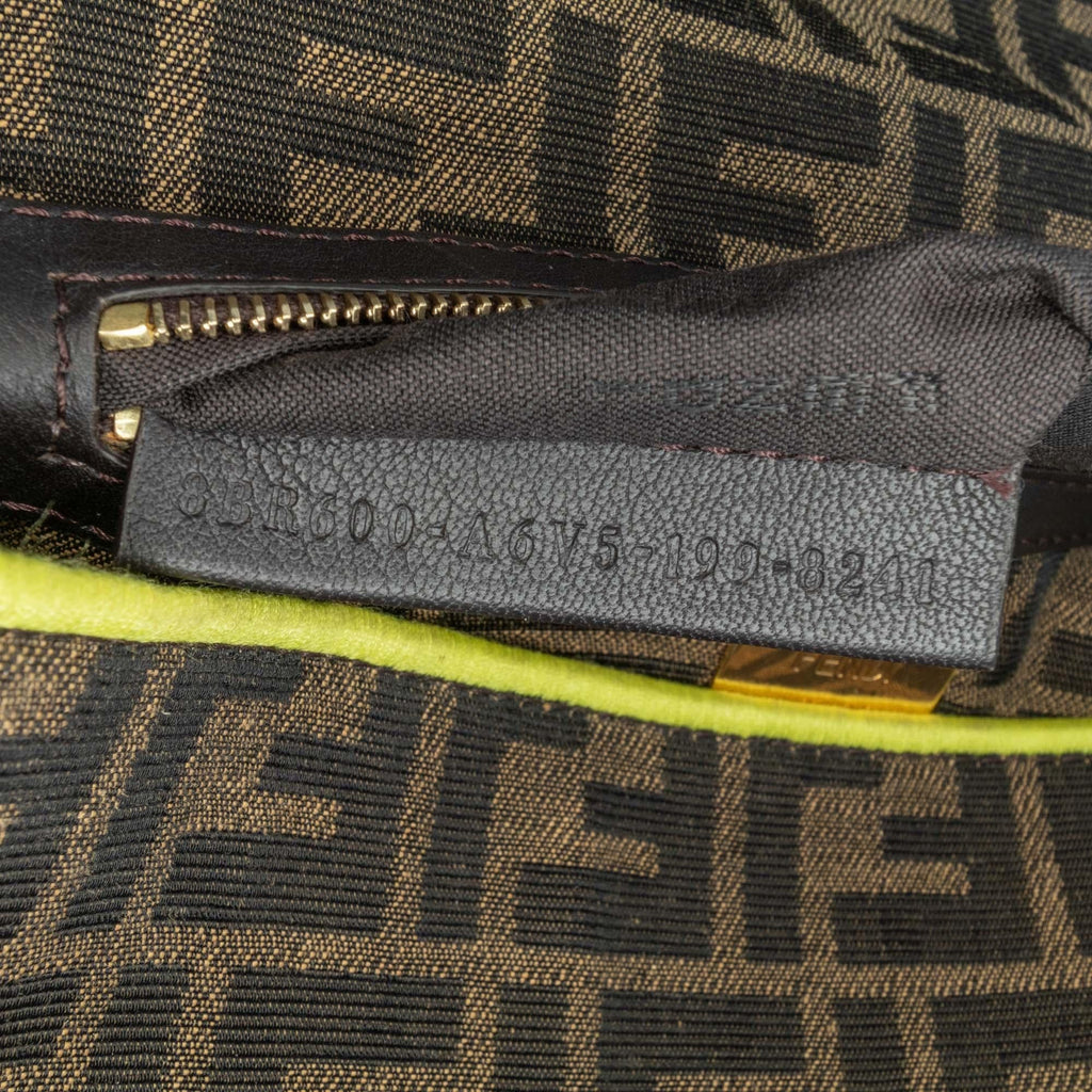 Fendi Medium Zucca Canvas Fluo Trim Baguette Satchel (SHG-1MX5p1)