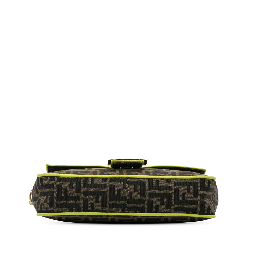 Fendi Medium Zucca Canvas Fluo Trim Baguette Satchel