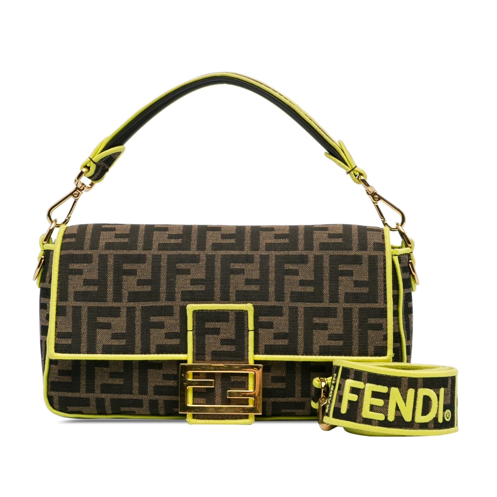 Fendi Medium Zucca Fluo Trim Baguette Satchel (SHG-jS2nD7)
