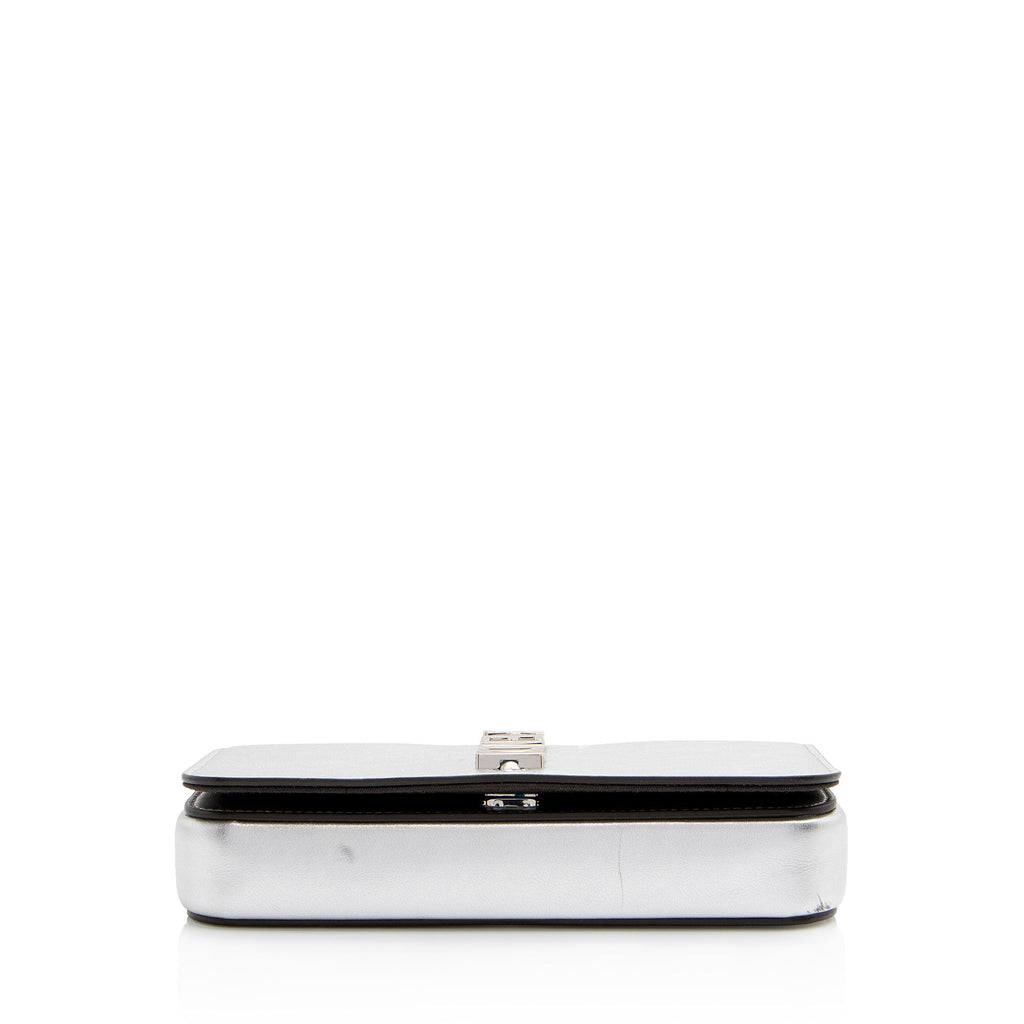 Fendi Metallic Leather Fendigraphy Wallet on Chain (SHF-yqnbzv)