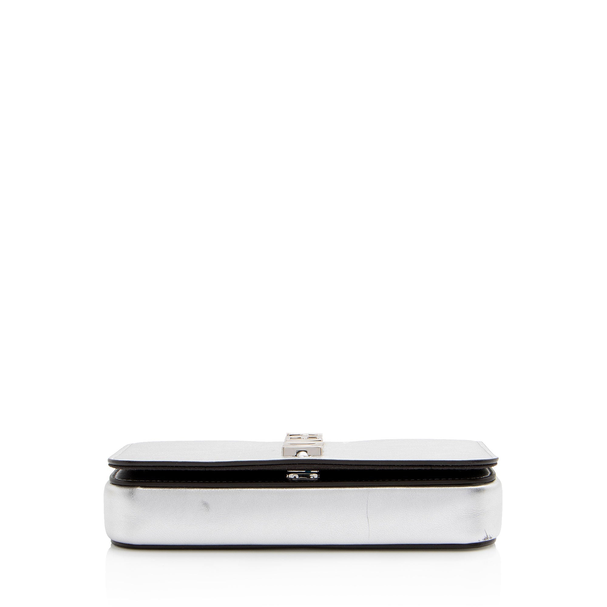 Fendi Metallic Leather Fendigraphy Wallet on Chain (SHF-yqnbzv)