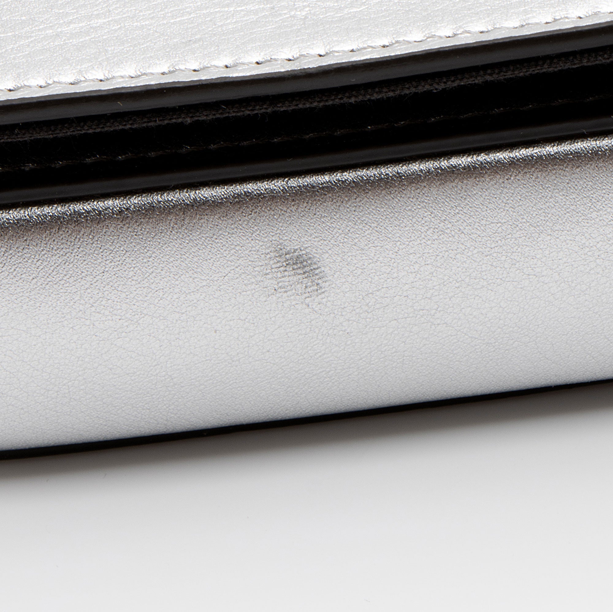 Fendi Metallic Leather Fendigraphy Wallet on Chain (SHF-yqnbzv)