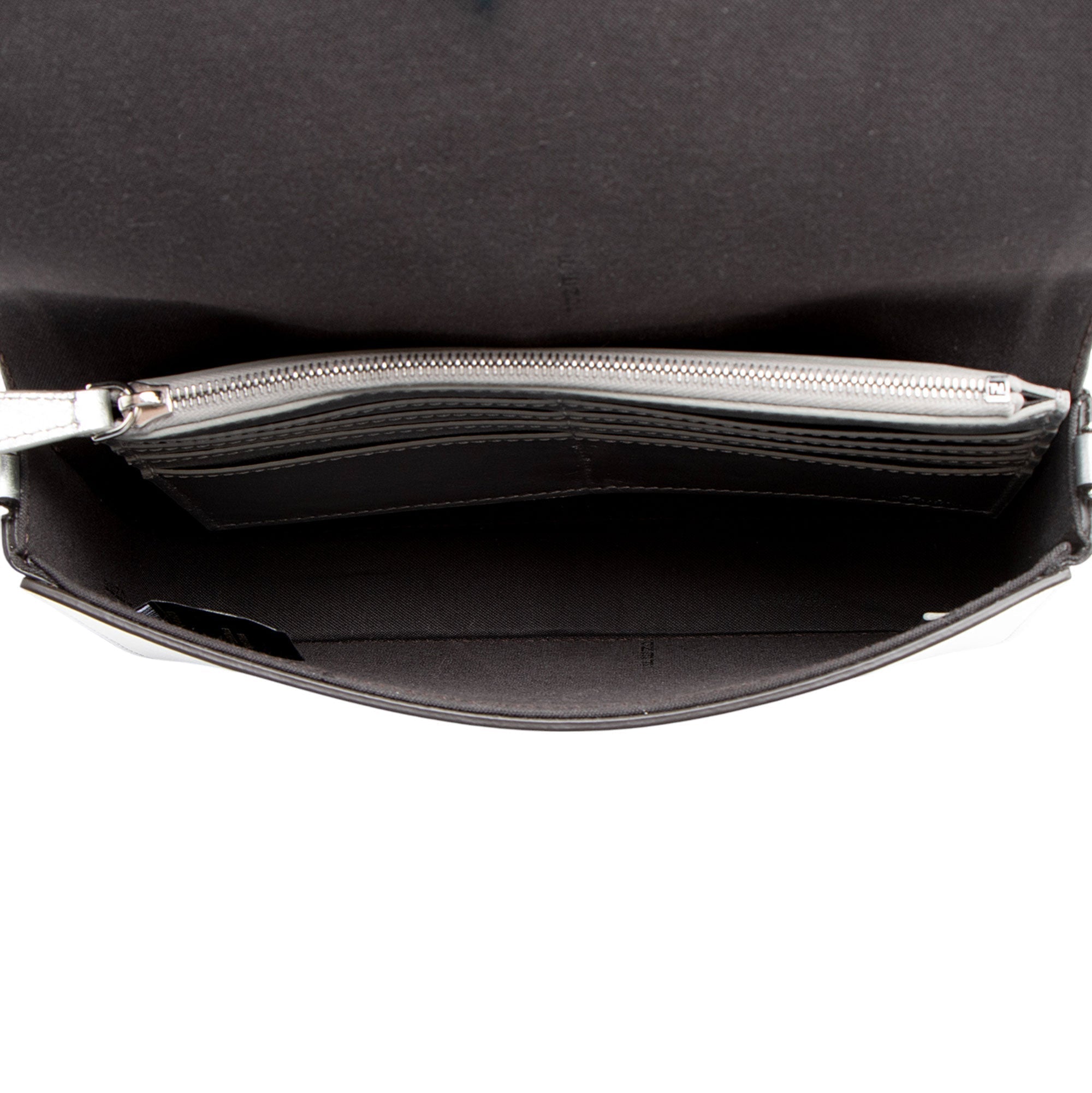 Fendi Metallic Leather Fendigraphy Wallet on Chain (SHF-yqnbzv)