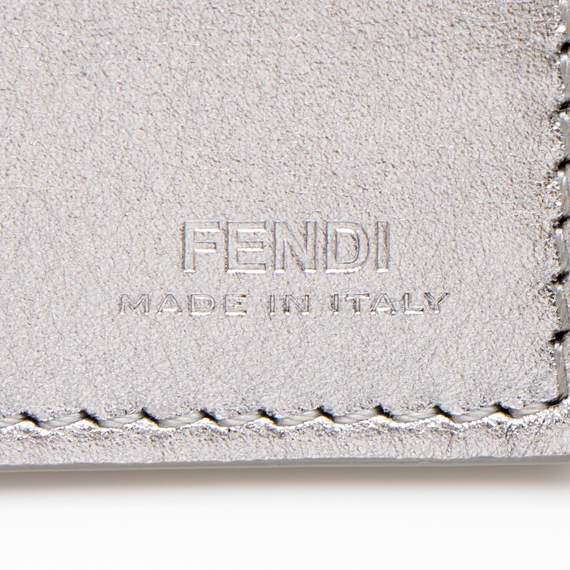 Fendi Metallic Leather Fendigraphy Wallet on Chain (SHF-yqnbzv)