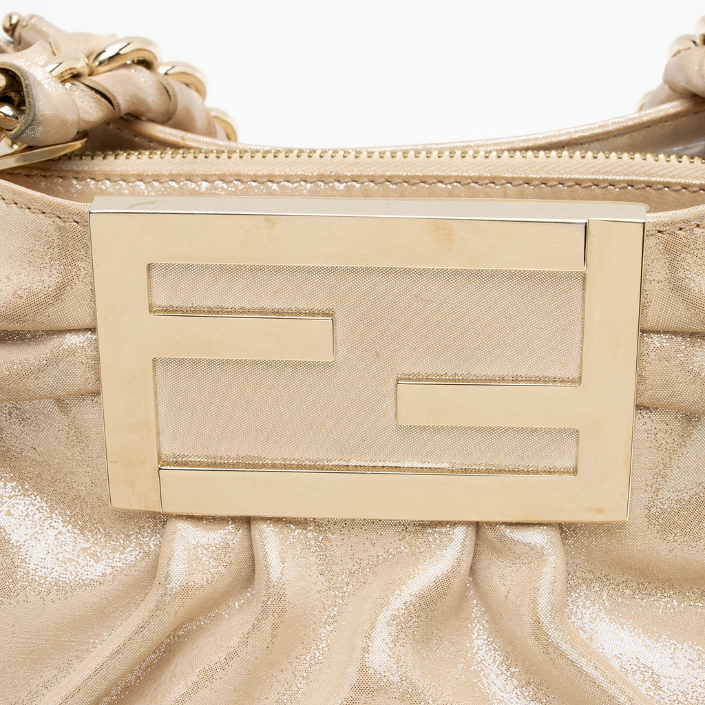 Fendi Metallic Leather Mia Small Tote (SHF-a0flcj)