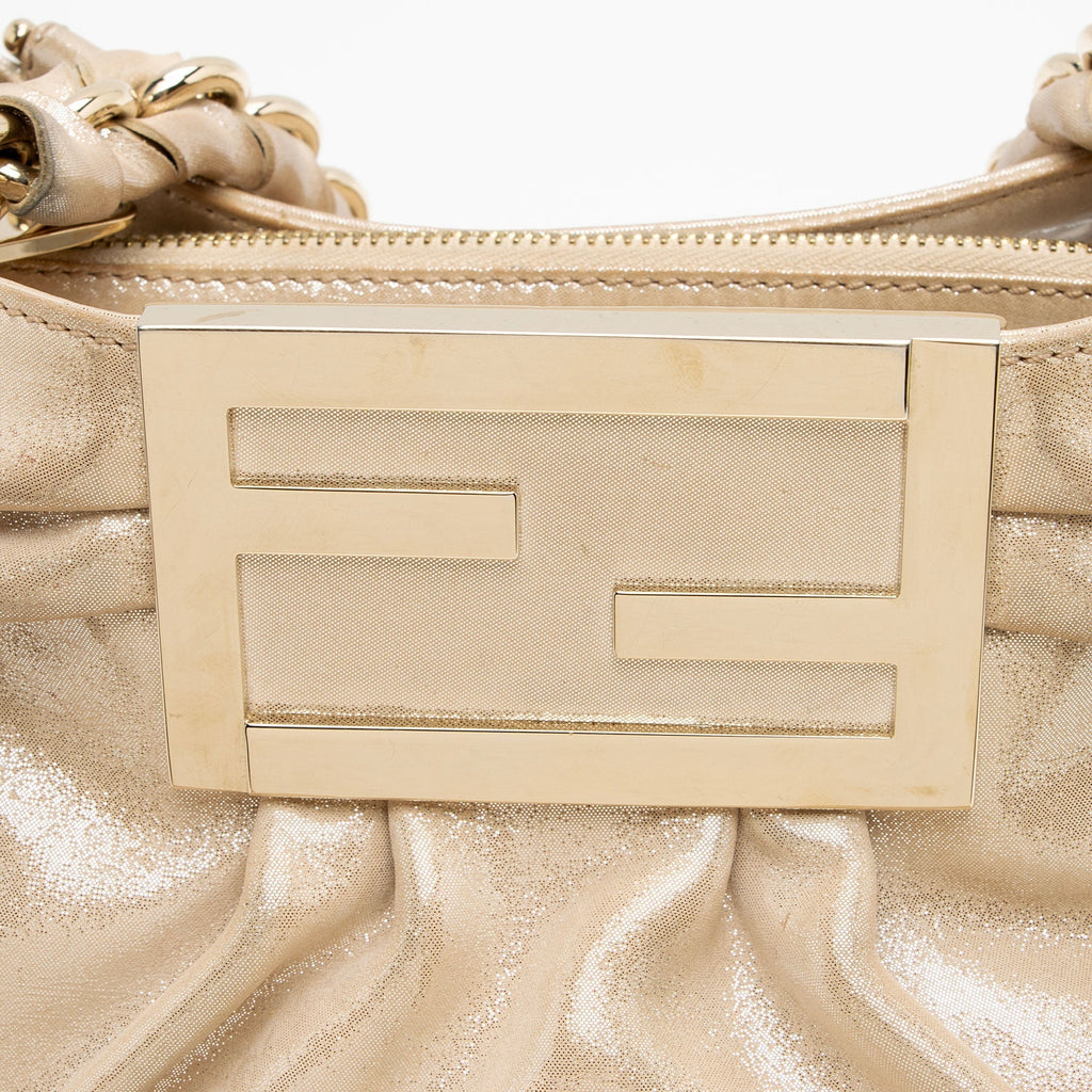 Fendi Metallic Leather Mia Small Tote (SHF-a0flcj)