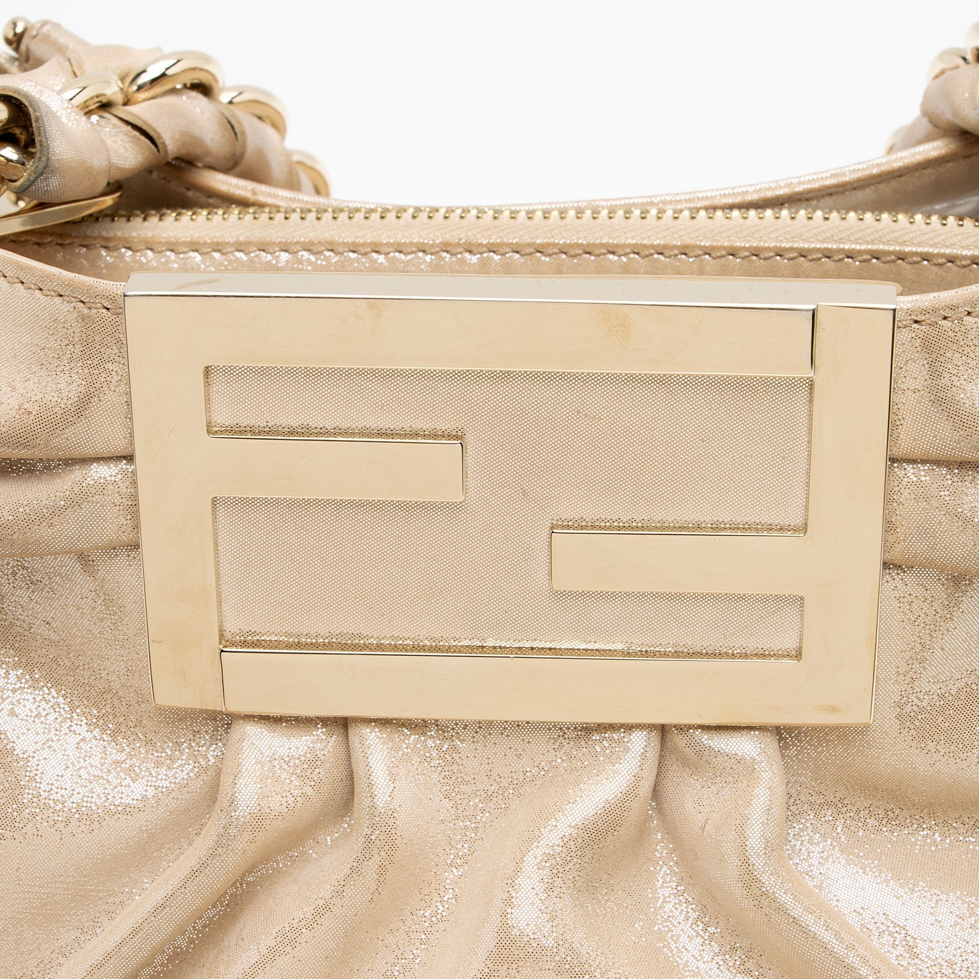 Fendi Metallic Leather Mia Small Tote (SHF-a0flcj)