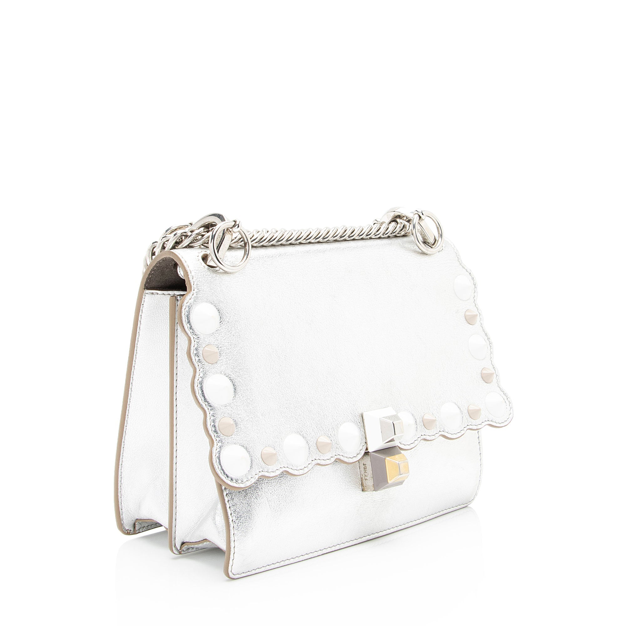 Fendi Metallic Studded Vitello Kan I Small Shoulder Bag (SHF-wfU1M1)
