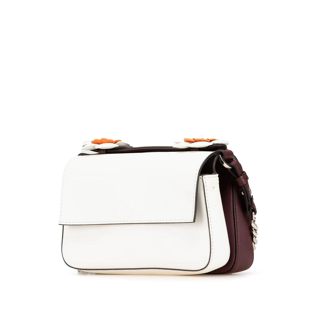 Fendi Micro Bicolor Leather Flowerland Double Baguette Satchel