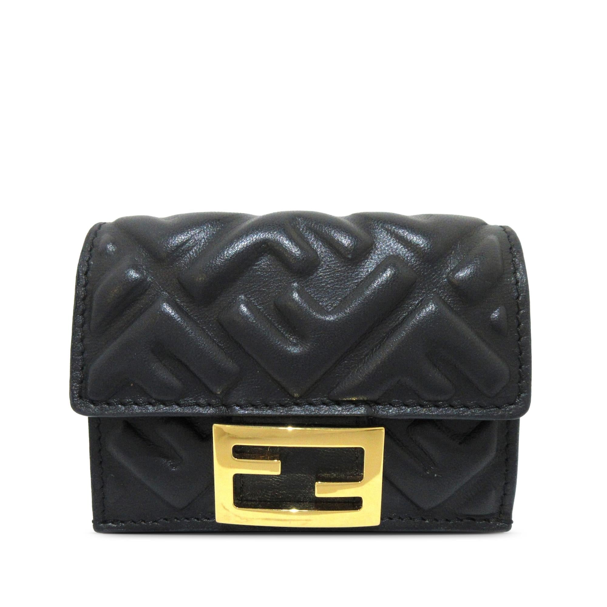 Fendi Micro FF Diagonal Embossed Tri-Fold Wallet (SHG-fgOePS)