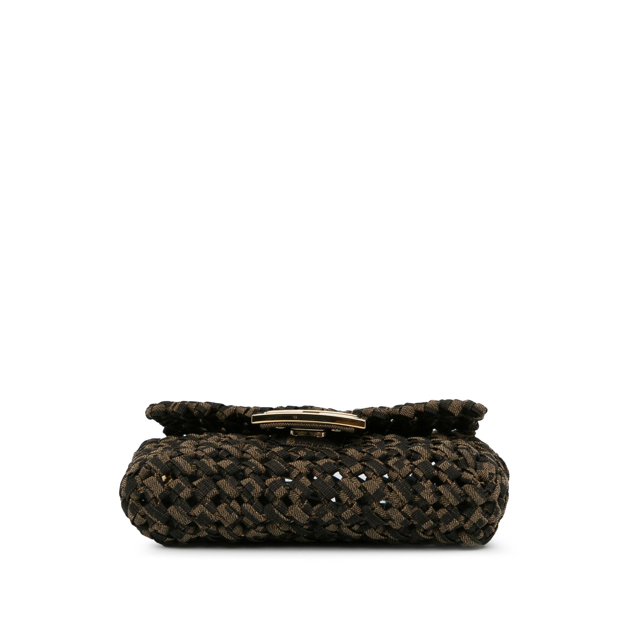 Fendi Mini Interlaced Canvas Zucca Baguette Satchel (SHG-W2qFIQ)