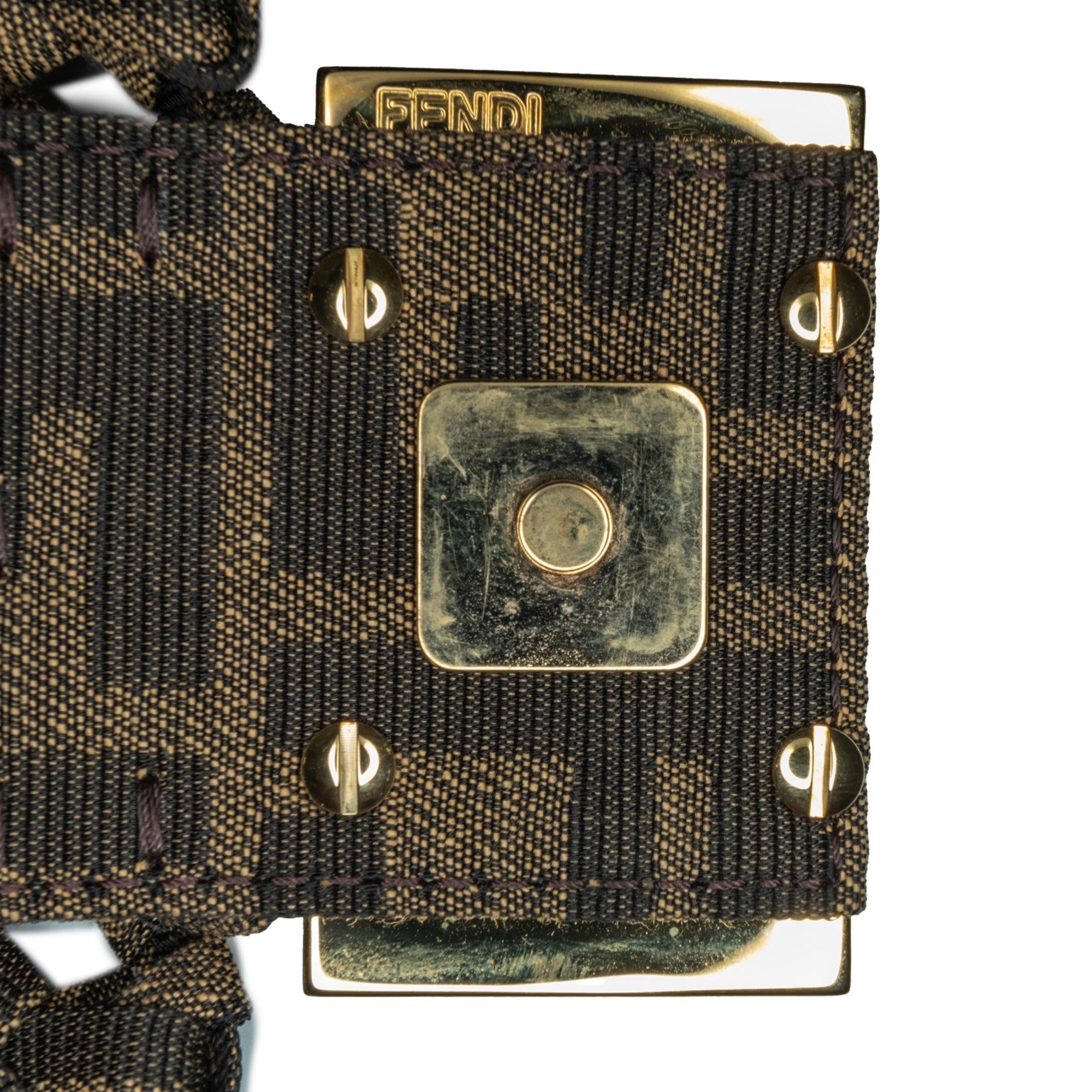 Fendi Mini Interlaced Canvas Zucca Baguette Satchel (SHG-W2qFIQ)
