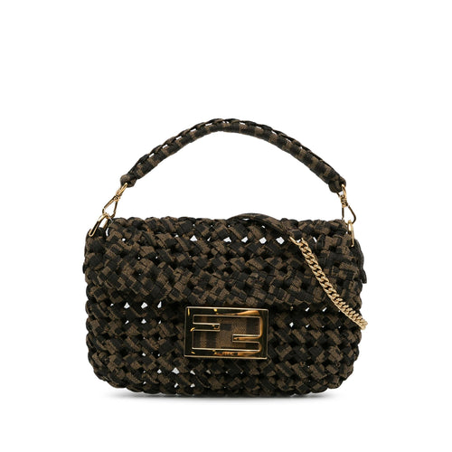 Fendi Mini Interlaced Canvas Zucca Baguette Satchel (SHG-W2qFIQ)