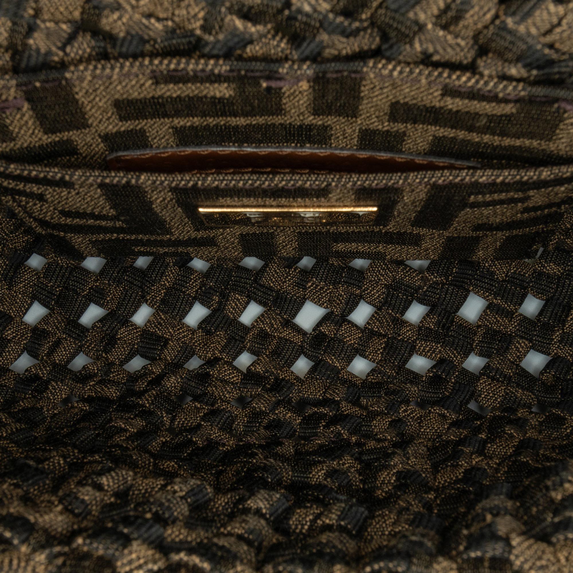 Fendi Mini Interlaced Canvas Zucca Baguette Satchel (SHG-W2qFIQ)