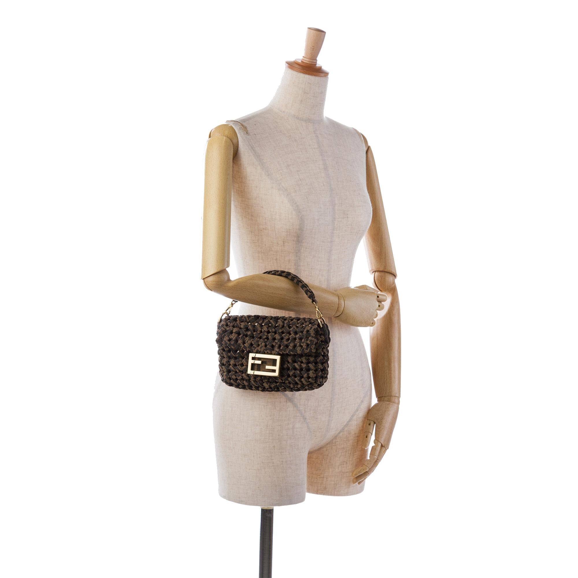 Fendi Mini Interlaced Canvas Zucca Baguette Satchel (SHG-W2qFIQ)