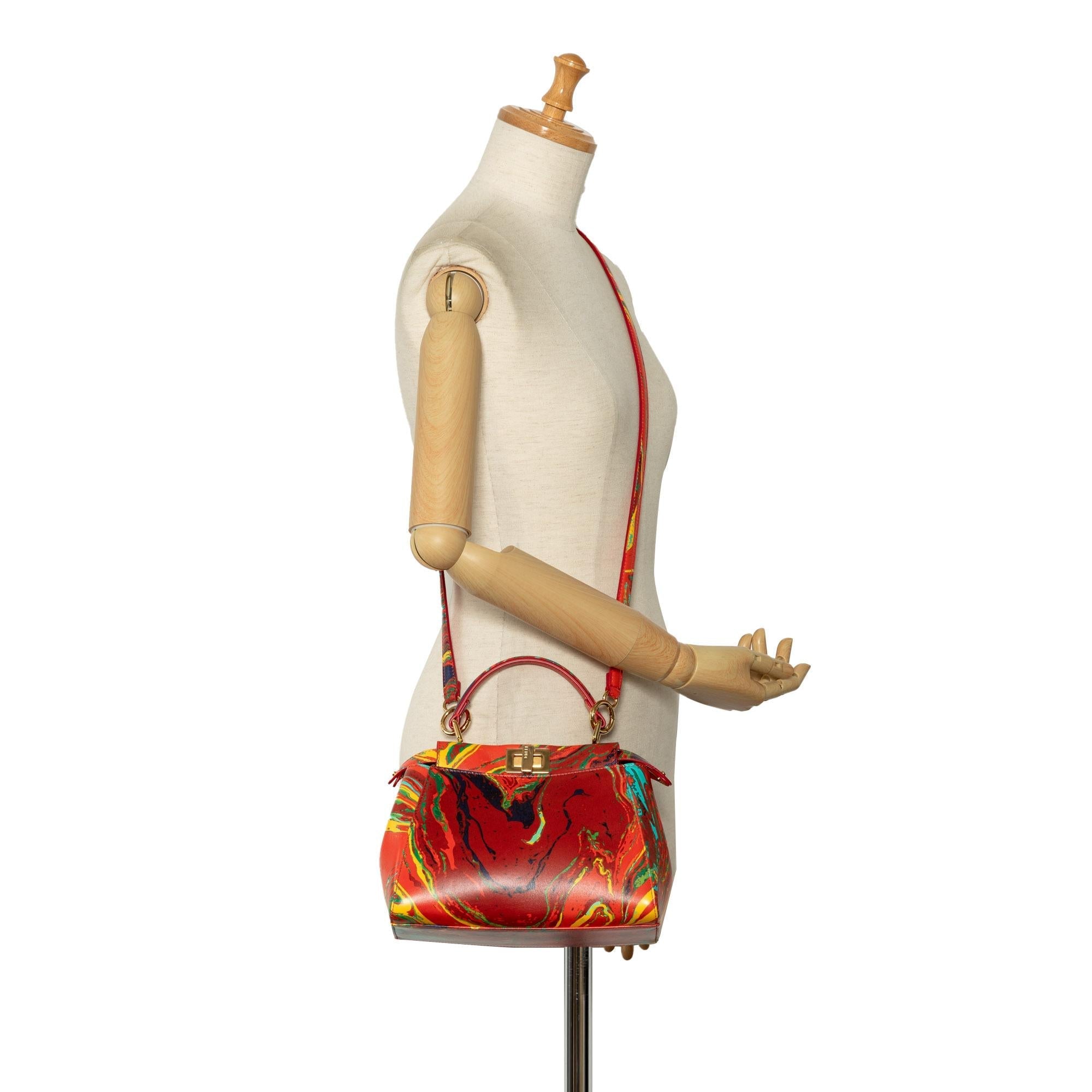 Fendi Mini Marbled Peekaboo Satchel (SHG-ihUXSW)