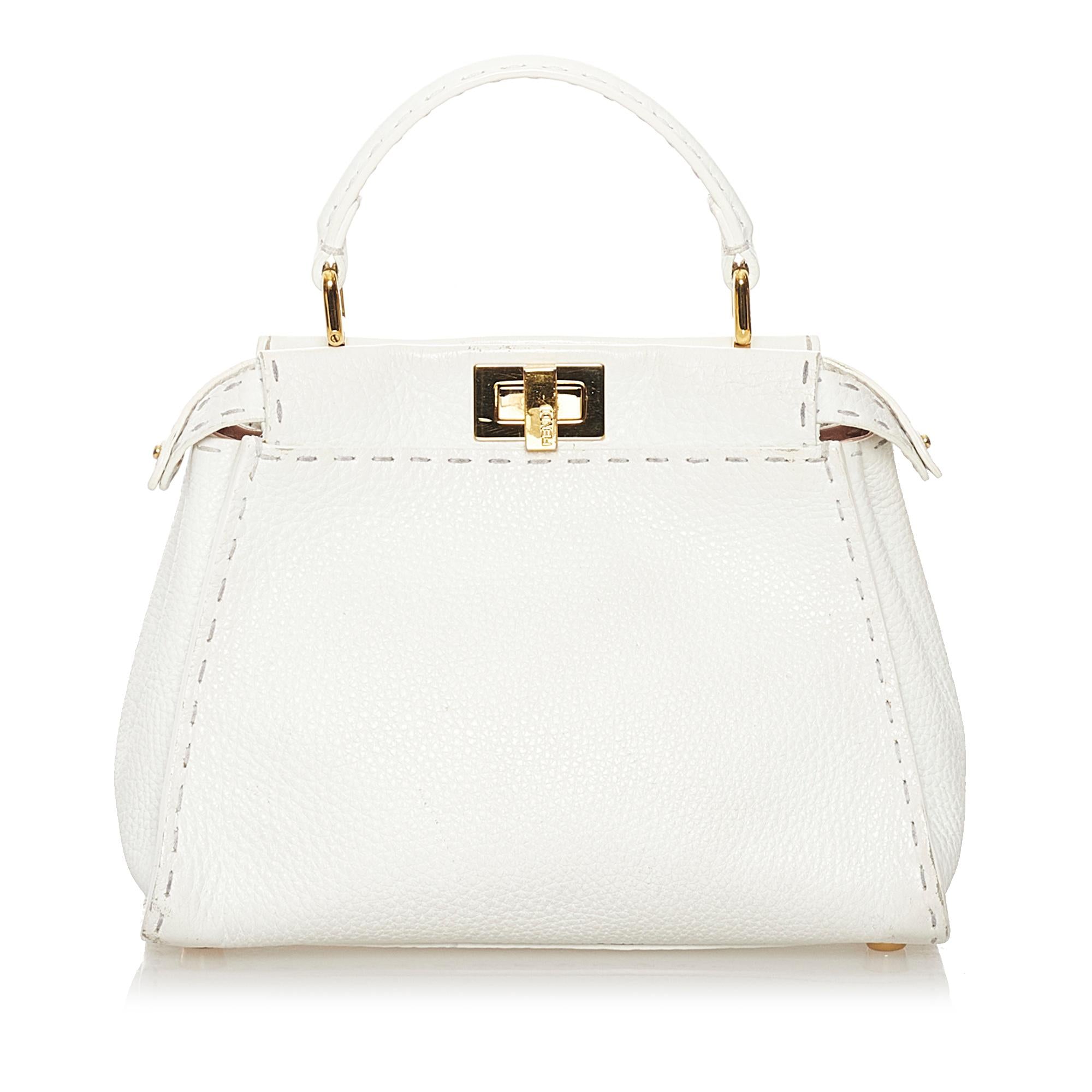 Fendi Mini Selleria Peekaboo Leather Satchel (SHG-34091)