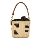Fendi Mini Straw and Canvas Zucca Step Out Bag (SHG-VRfux8)