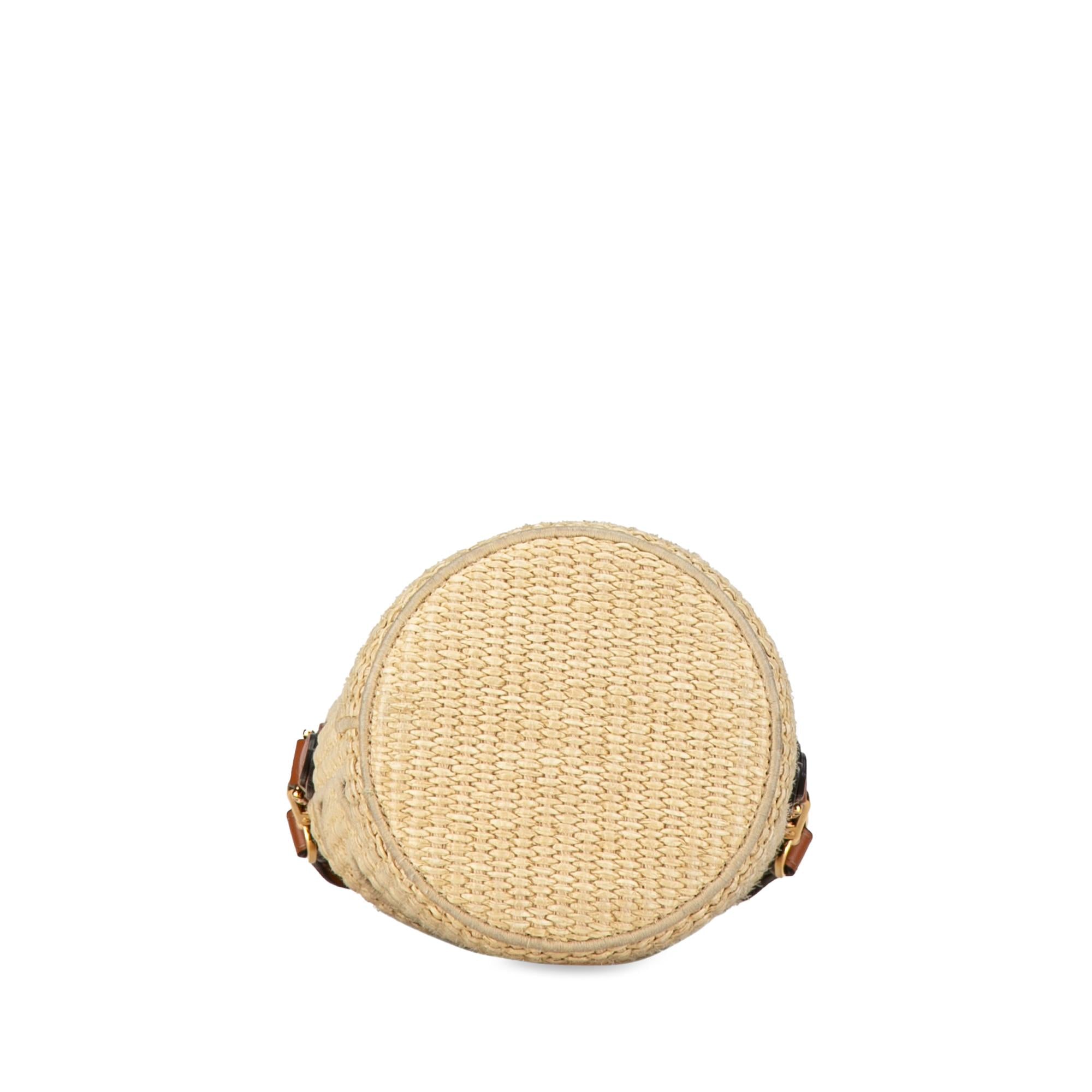 Fendi Mini Straw and Canvas Zucca Step Out Bag (SHG-VRfux8)