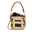 Fendi Mini Straw and Canvas Zucca Step Out Bag (SHG-VRfux8)