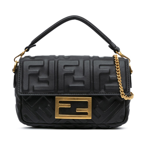 Fendi Mini Zucca Embossed Leather Baguette Satchel (SHG-ALnDVt)
