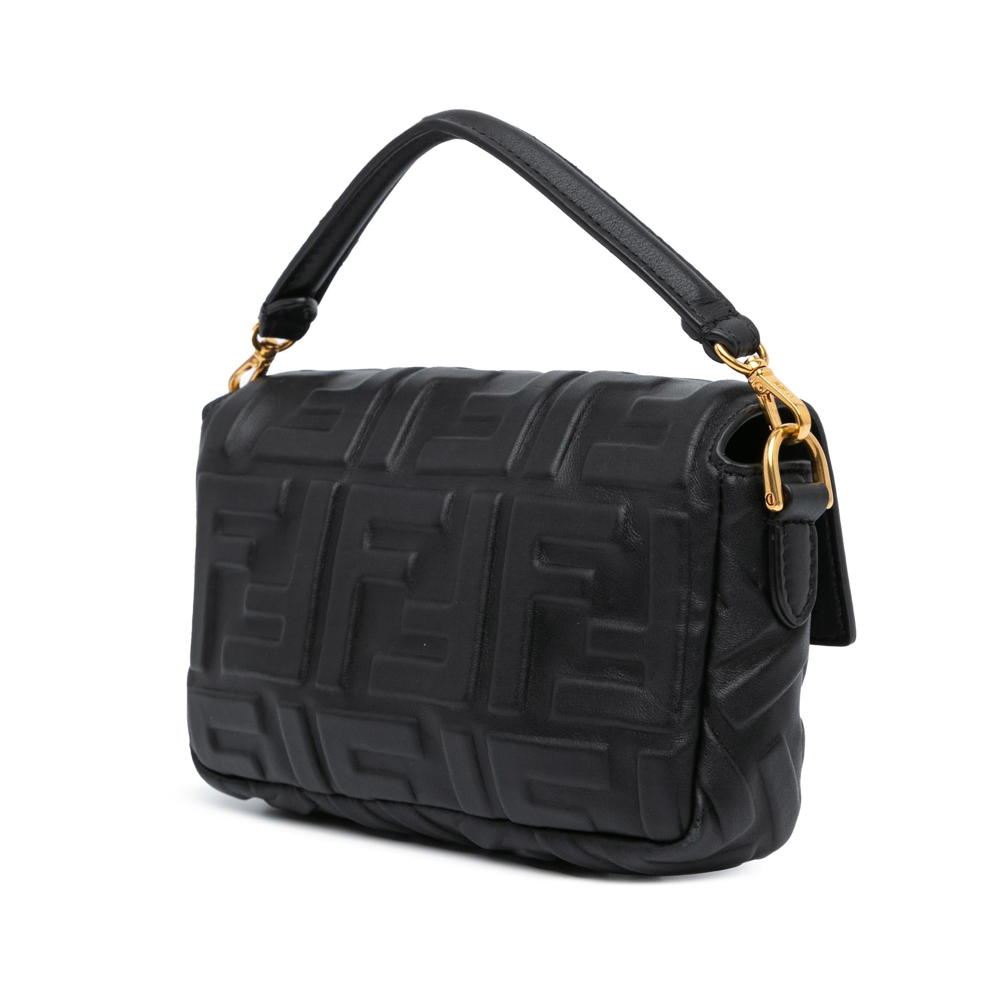 Fendi Mini Zucca Embossed Leather Baguette Satchel (SHG-ALnDVt)