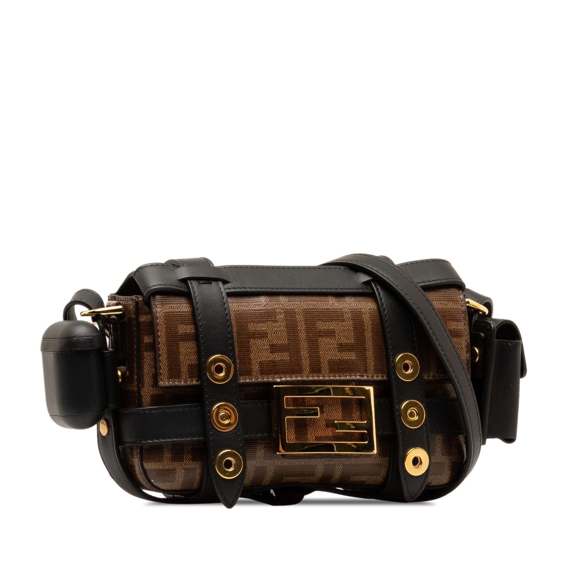 Fendi Mini Zucca Glazed Fabric Cage Baguette (SHG-7IwhHV)