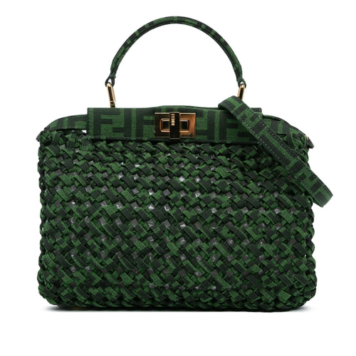 Fendi Mini Zucca Interlaced Canvas Iconic Peekaboo Satchel (SHG-bvHwrT)