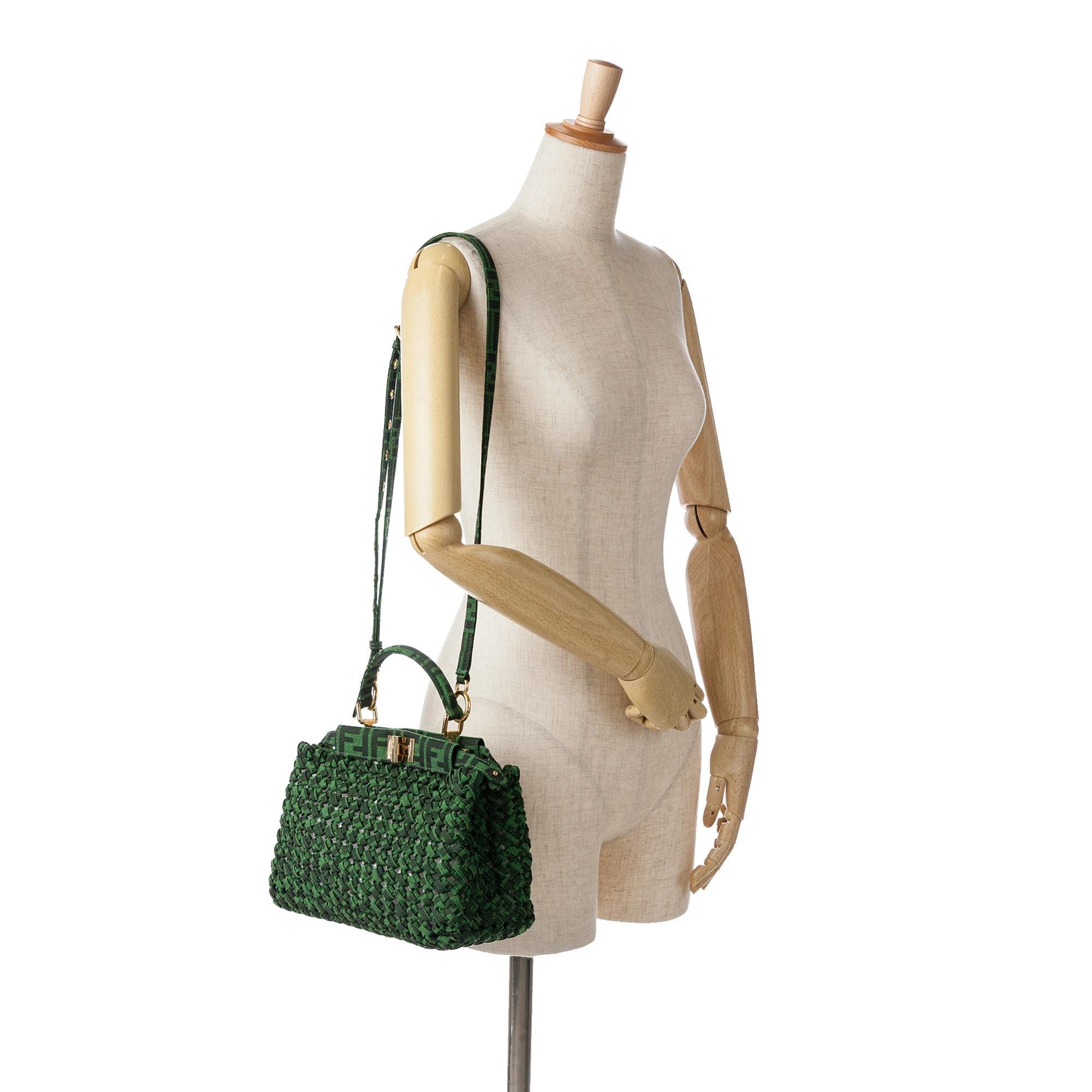 Fendi Mini Zucca Interlaced Canvas Iconic Peekaboo Satchel (SHG-bvHwrT)