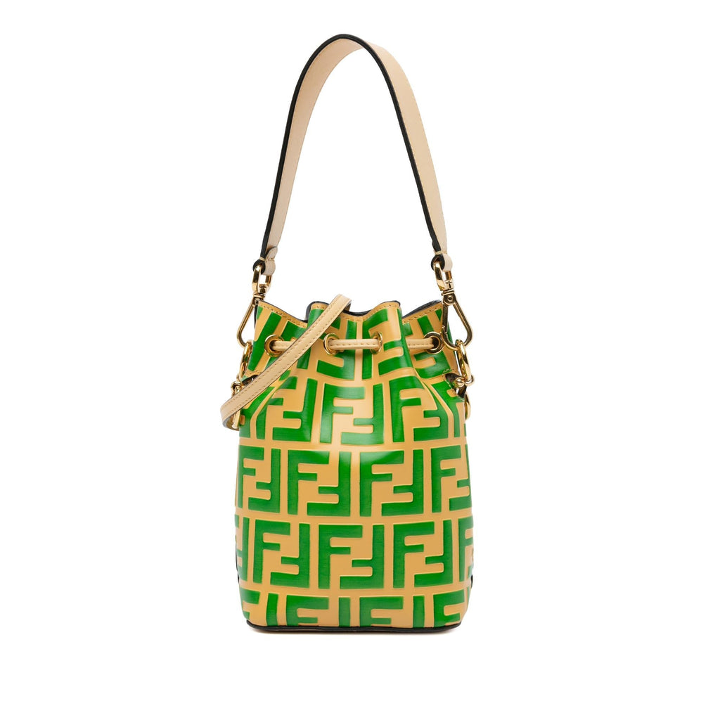 Fendi Mini Zucca Mon Tresor Embossed Leather Bucket Bag (SHG-S2s9H7)