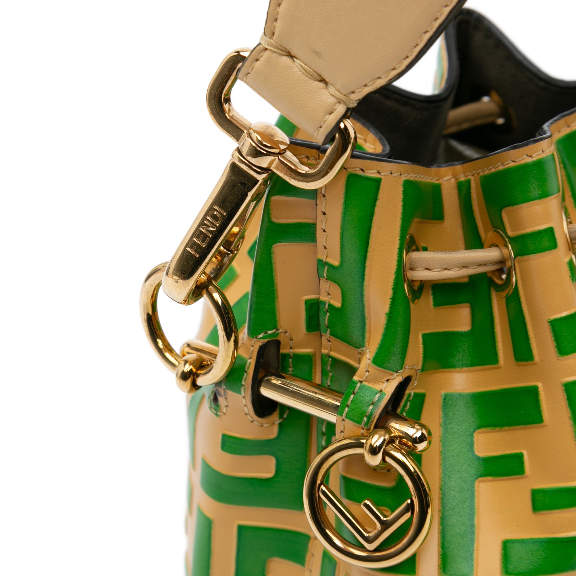 Fendi Mini Zucca Mon Tresor Embossed Leather Bucket Bag (SHG-S2s9H7)