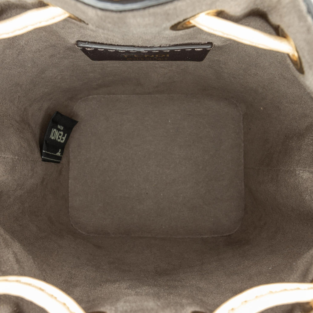 Fendi Mini Zucca Mon Tresor Embossed Leather Bucket Bag (SHG-S2s9H7)