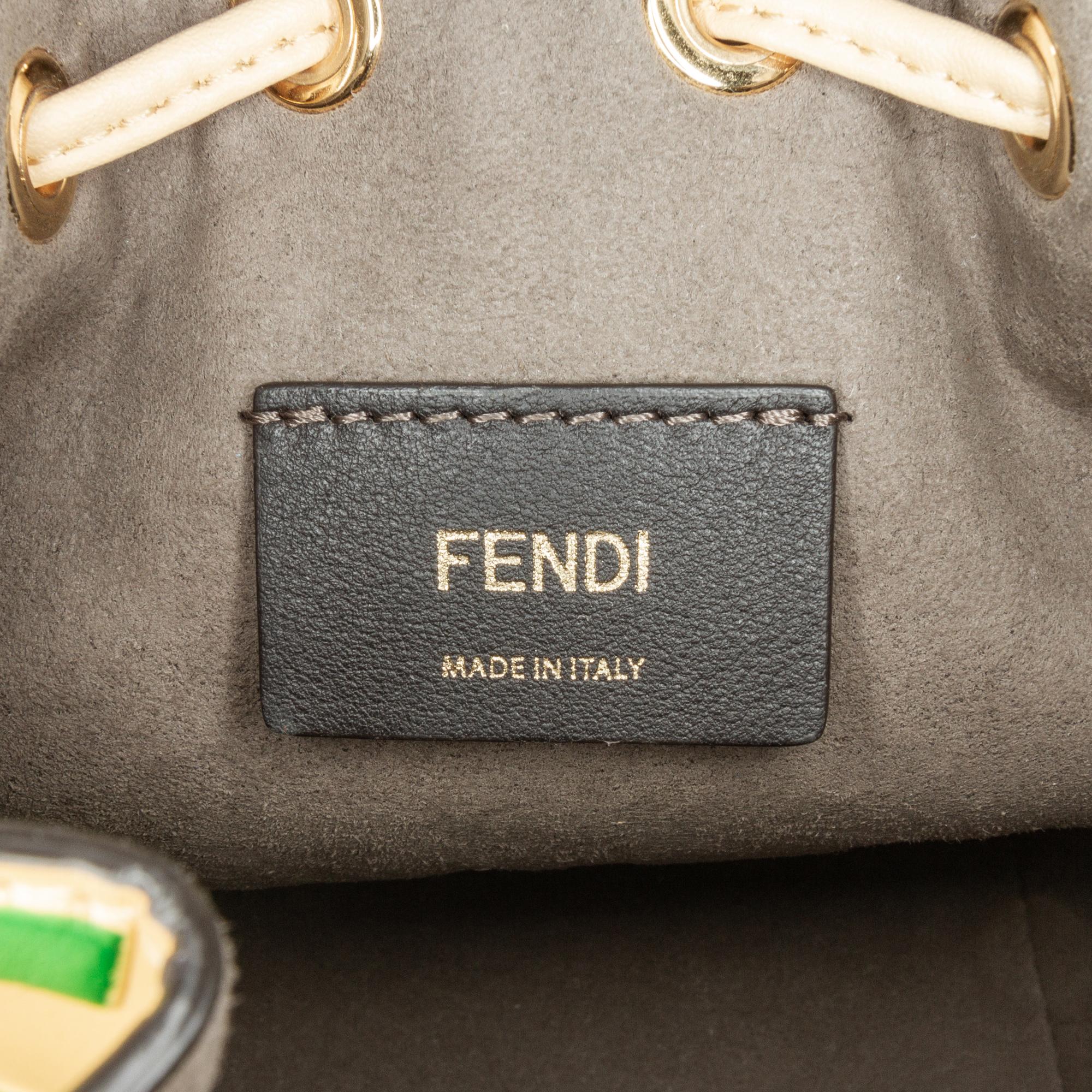 Fendi Mini Zucca Mon Tresor Embossed Leather Bucket Bag (SHG-S2s9H7)