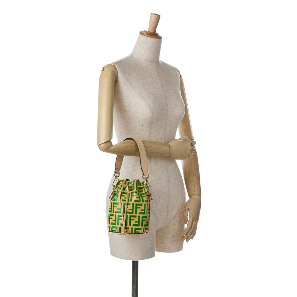 Fendi Mini Zucca Mon Tresor Embossed Leather Bucket Bag (SHG-S2s9H7)