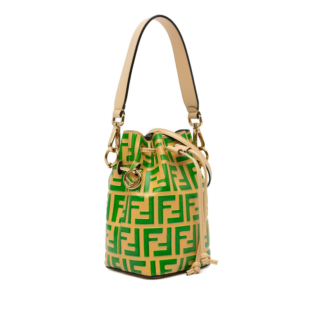 Fendi Mini Zucca Mon Tresor Embossed Leather Bucket Bag (SHG-S2s9H7)