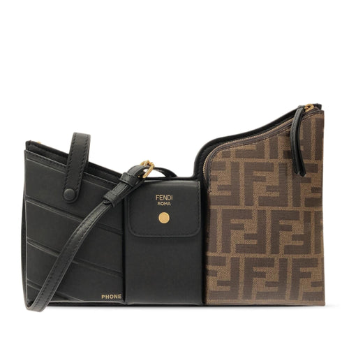 Fendi Mini Zucca and Leather 3 Pocket Crossbody (SHG-up2ClV)