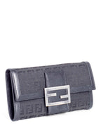 Fendi Monogram Zucchino Continental Flap Long Wallet Black