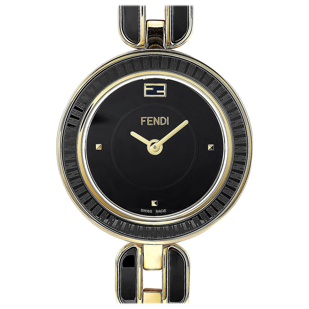 FENDI MY WAY GOLD-TONE BLACK CERAMIC WATCH