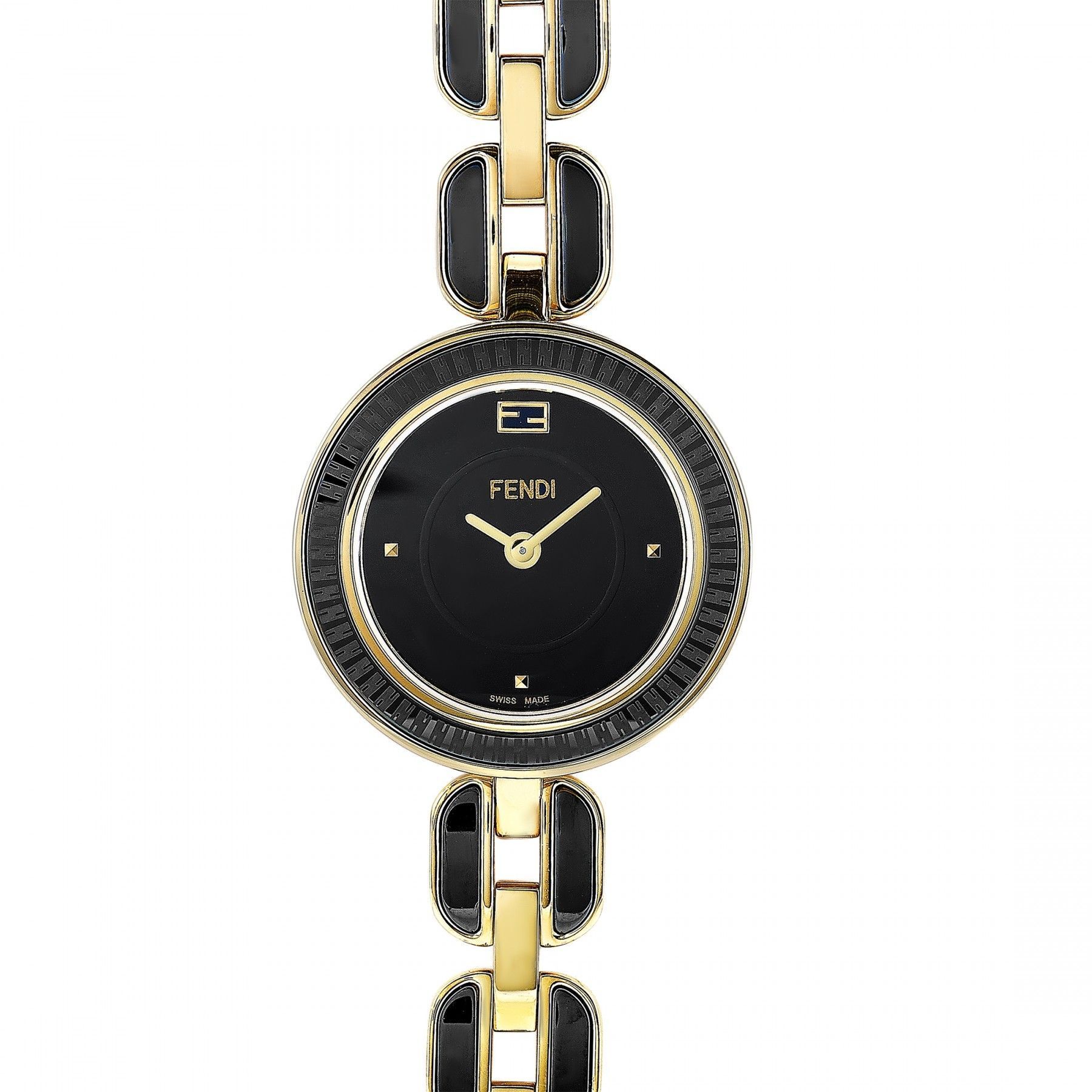 FENDI MY WAY GOLD-TONE BLACK CERAMIC WATCH