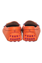 Fendi - Orange Pebbled Leather Loafers w/ Blue Crocodile Strap Sz 10.5