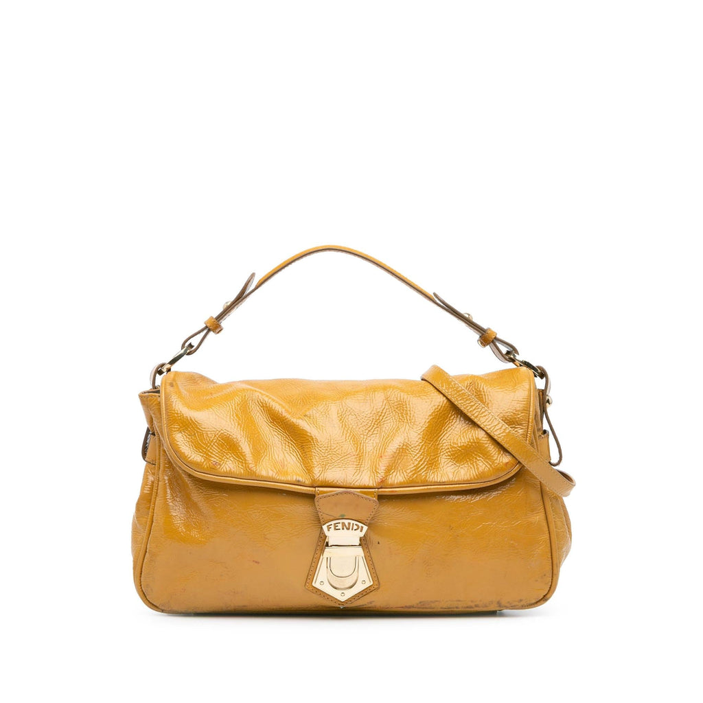 Fendi Patent Leather Push Lock Satchel