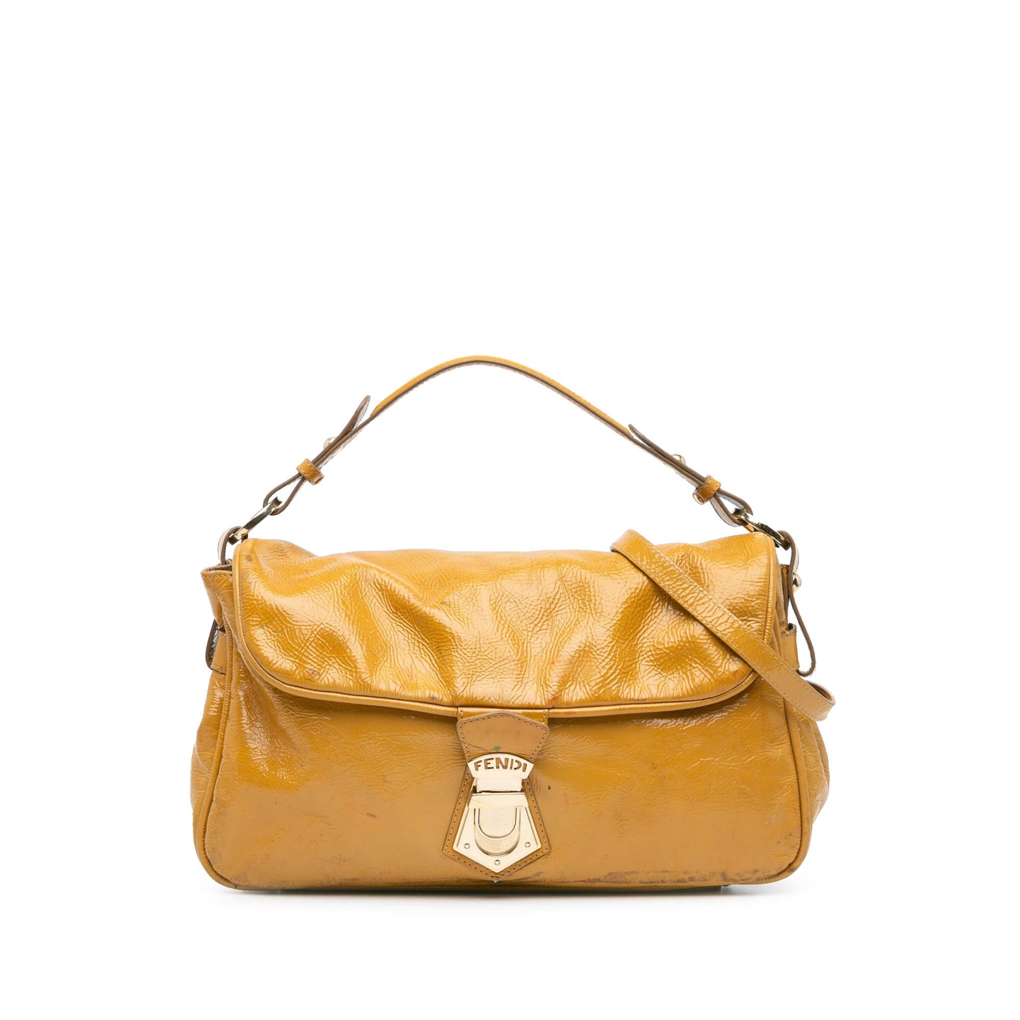 Fendi Patent Leather Push Lock Satchel