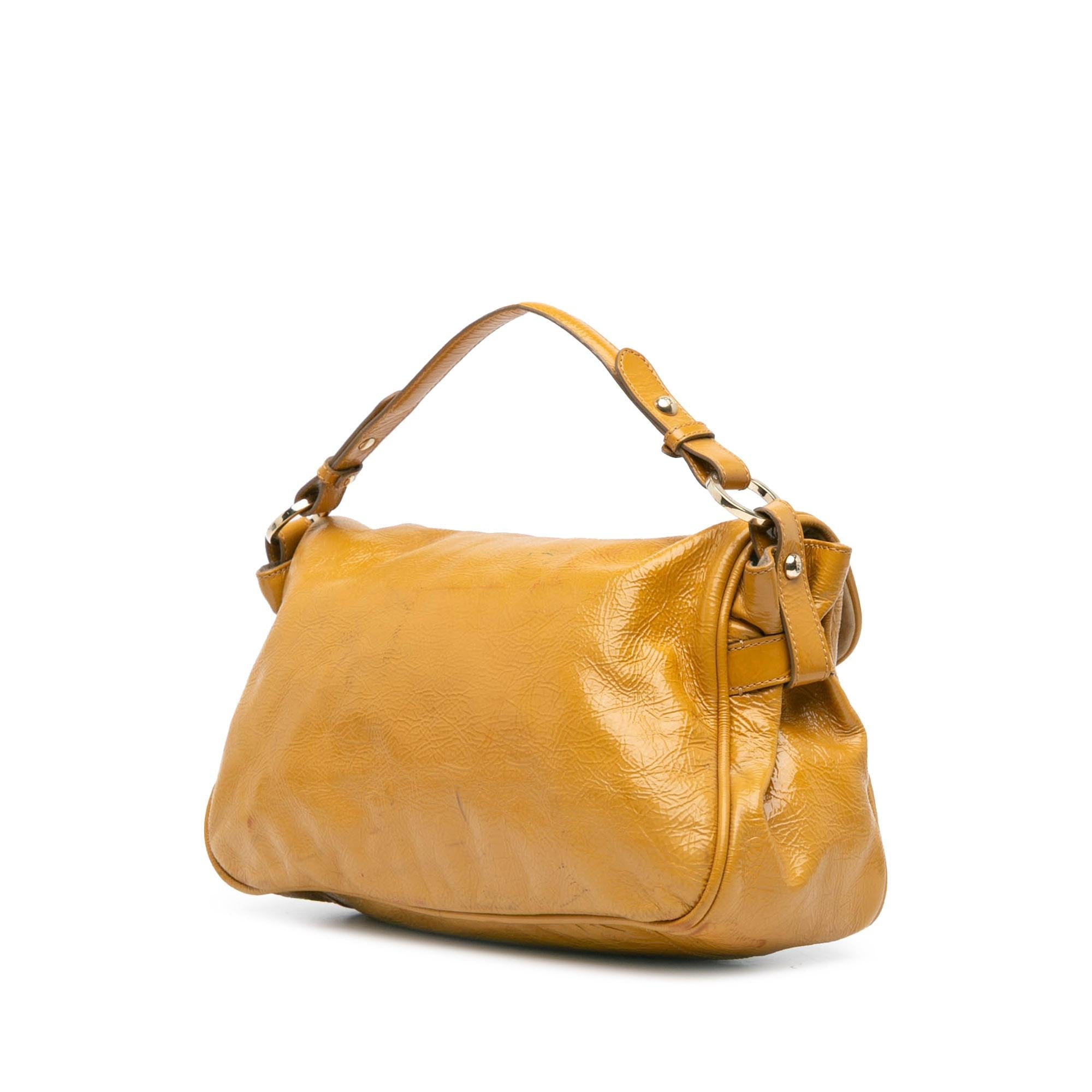 Fendi Patent Leather Push Lock Satchel