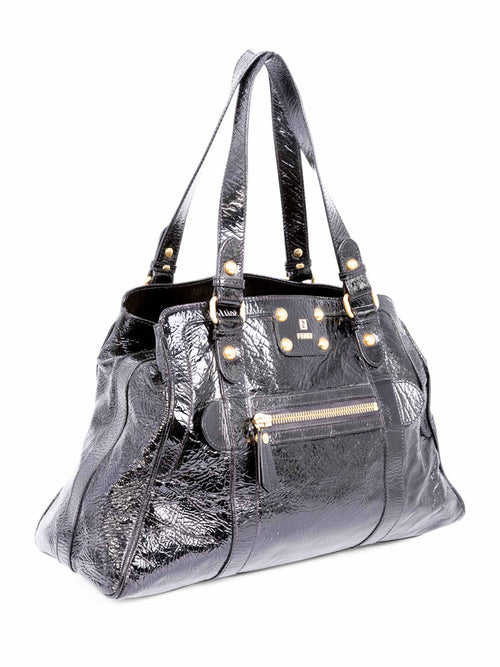 Fendi Patent Leather Shoulder Bag Black
